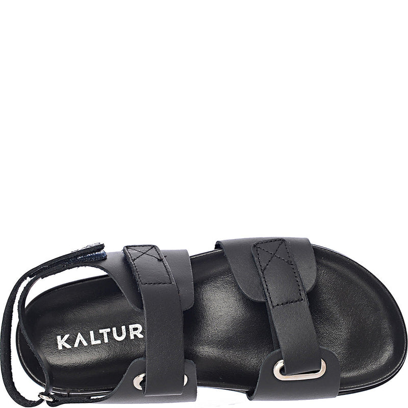 Kaltur Women's Dad Sandal in Black Leather