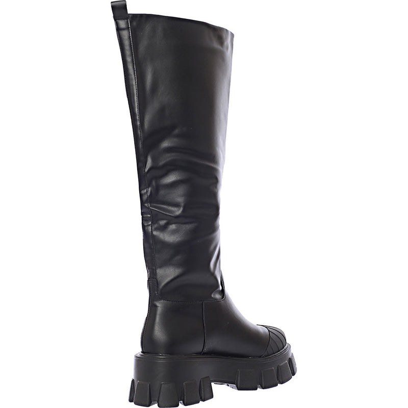 Truffle Collection Womens Pull-On Chunky Knee Boots in Black