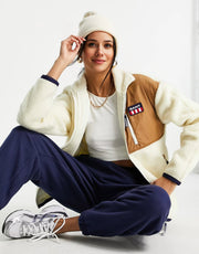 Womens Gant Retro Logo Fleece Jacket in Off White