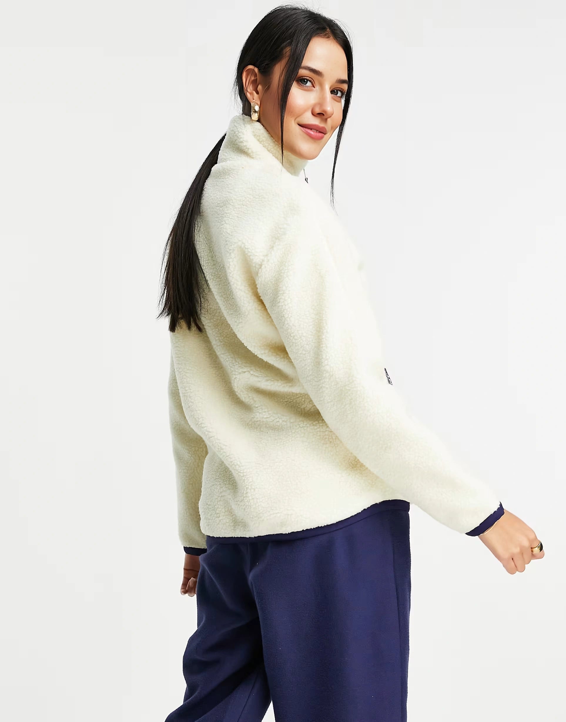 Womens Gant Retro Logo Fleece Jacket in Off White