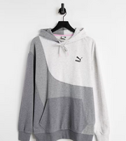 Womens Puma Convey Oversized Hoodie in Grey Colourblock