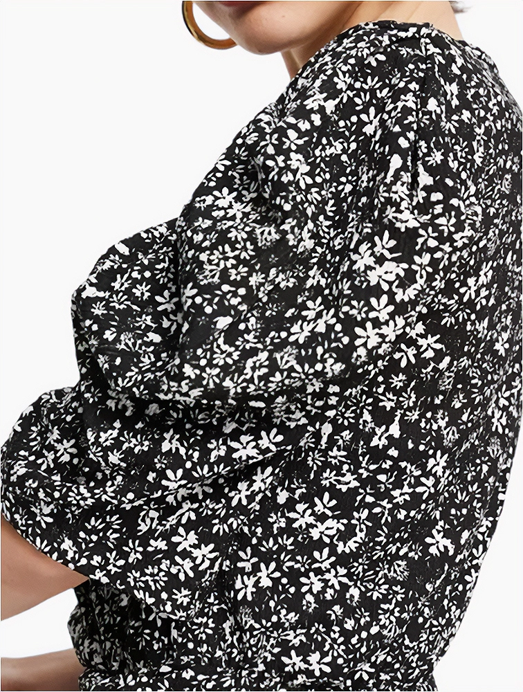 Mango Womens Ditsy Floral Wrap Dress In Black