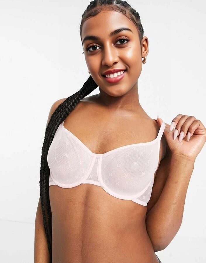 DKNY Womens Monogram Mesh Demi Bra in Lotus