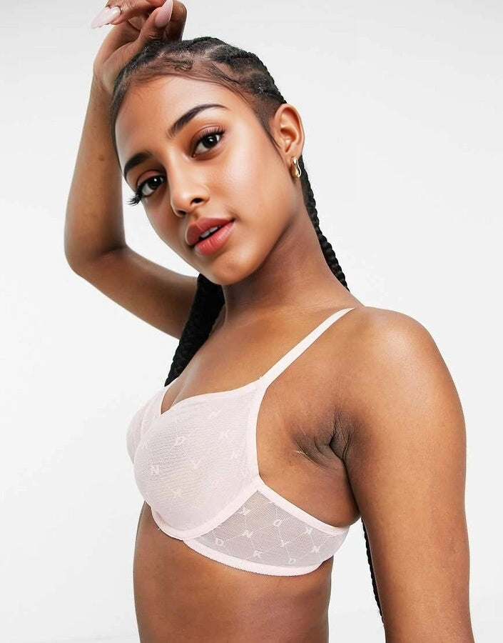 DKNY Womens Monogram Mesh Demi Bra in Lotus
