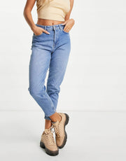 Na-Kd Womens Cotton Mom Jeans in Light Blue