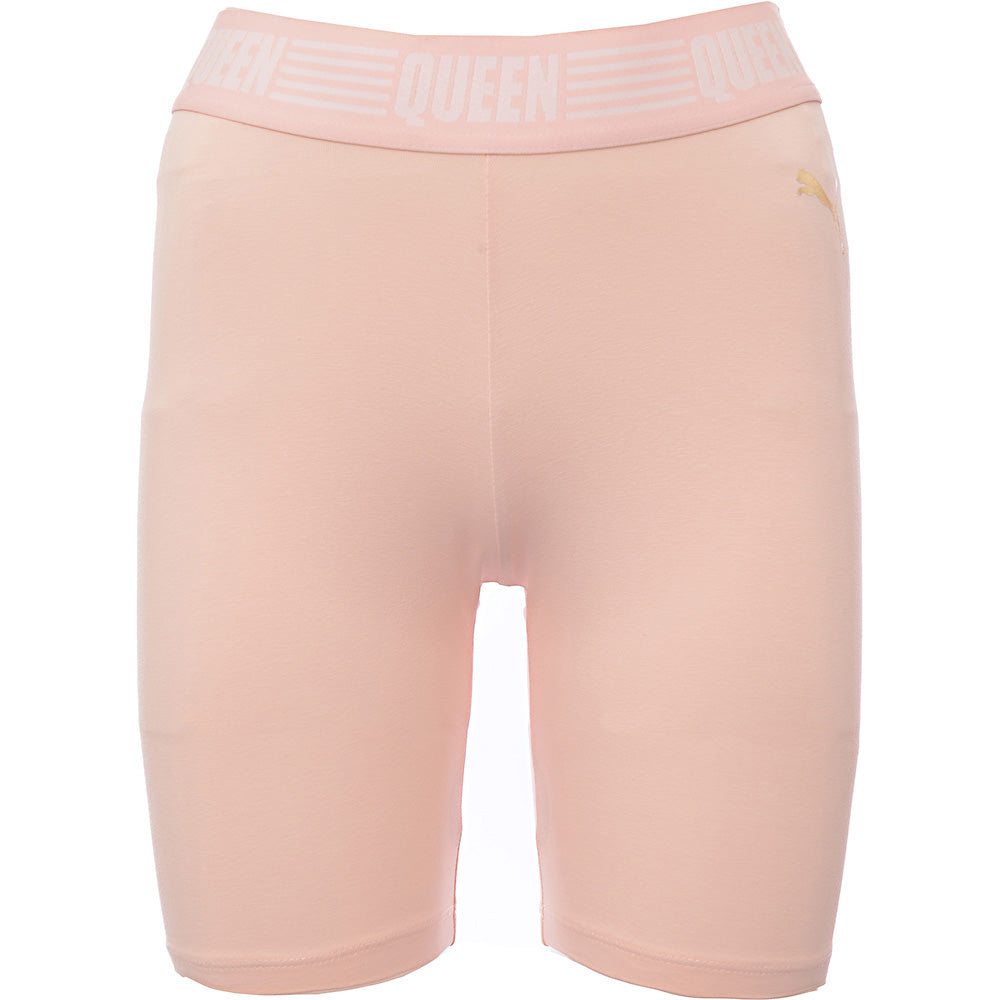 Puma Women's Pastel Pink And Gold Queen Legging Shorts With Banding