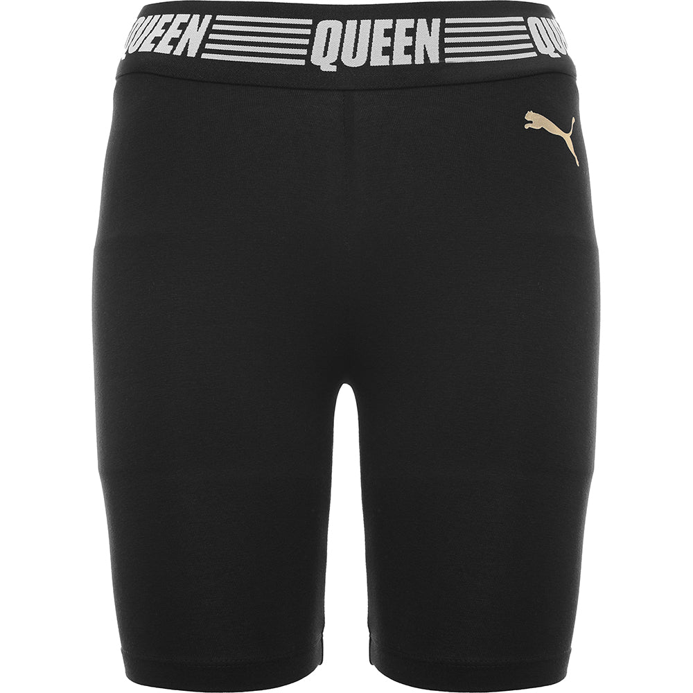 Puma Women's Black And Gold Queen Legging Shorts With Banding