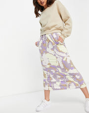 Monki Womens Elba Organic Cotton Midi Skirt In Multi