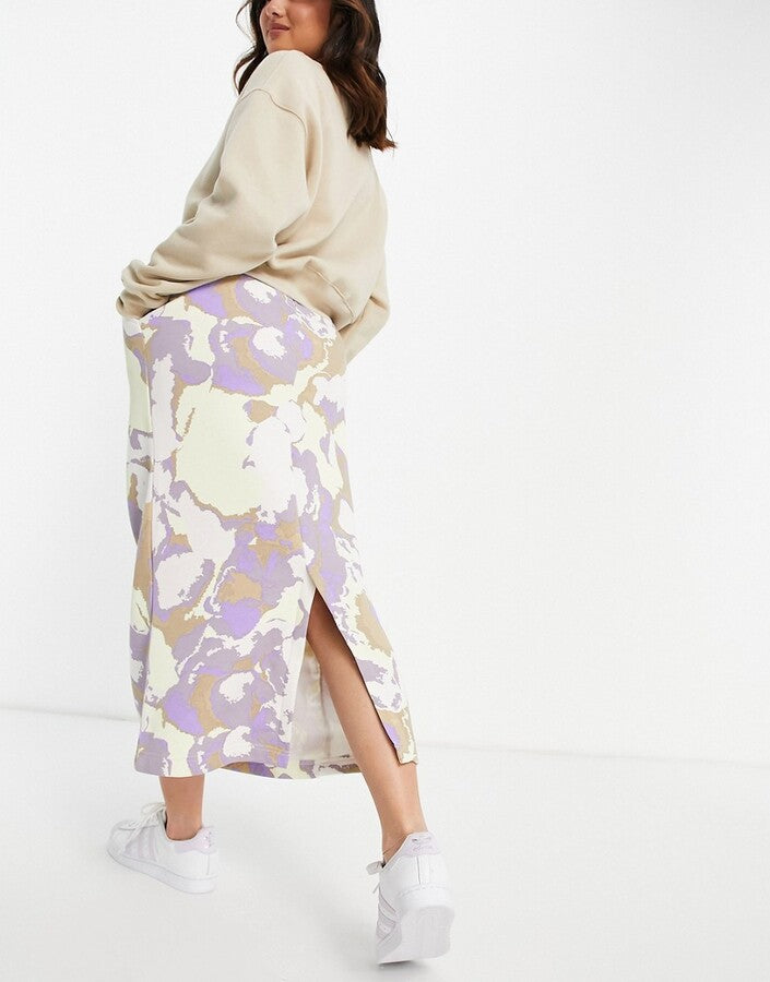 Monki Womens Elba Organic Cotton Midi Skirt In Multi