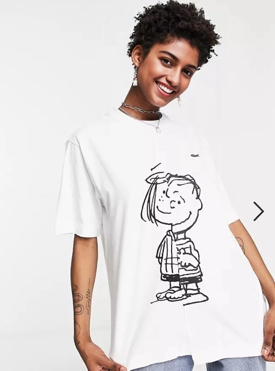 Womens Lacoste X Peanuts Spliced Character T-Shirt in White