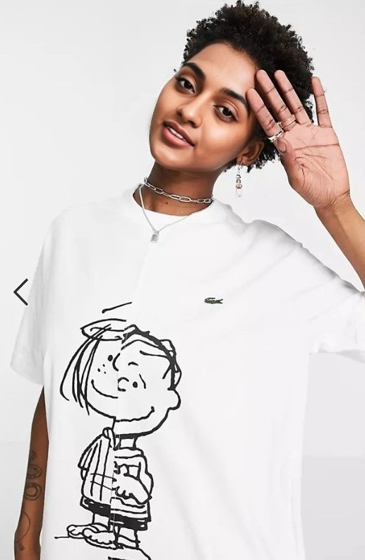 Womens Lacoste X Peanuts Spliced Character T-Shirt in White