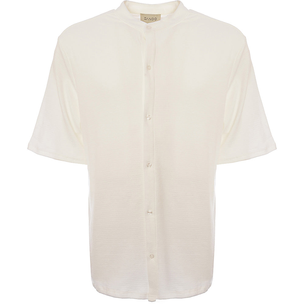 Bando Men's Grandad Collar Textured Shirt