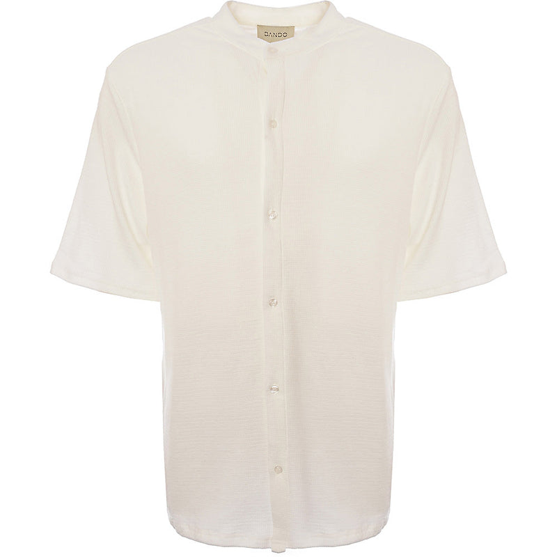 Bando Men's Grandad Collar Textured Shirt