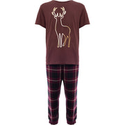 Threadbare Mens Deer Loungewear Set In Burgundy