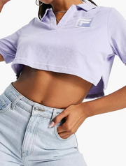 Fila Womens Towelling Cropped Polo in Lilac In Purple