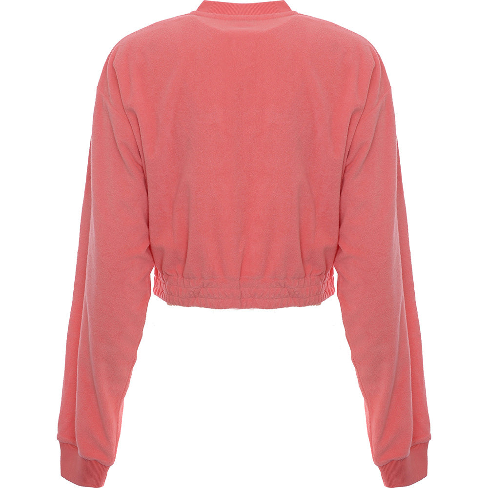 Fila Women's Pink Towelling Half Zip Cropped Sweat