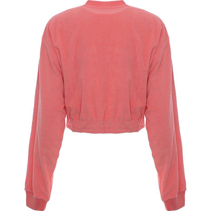 Fila Women's Pink Towelling Half Zip Cropped Sweat