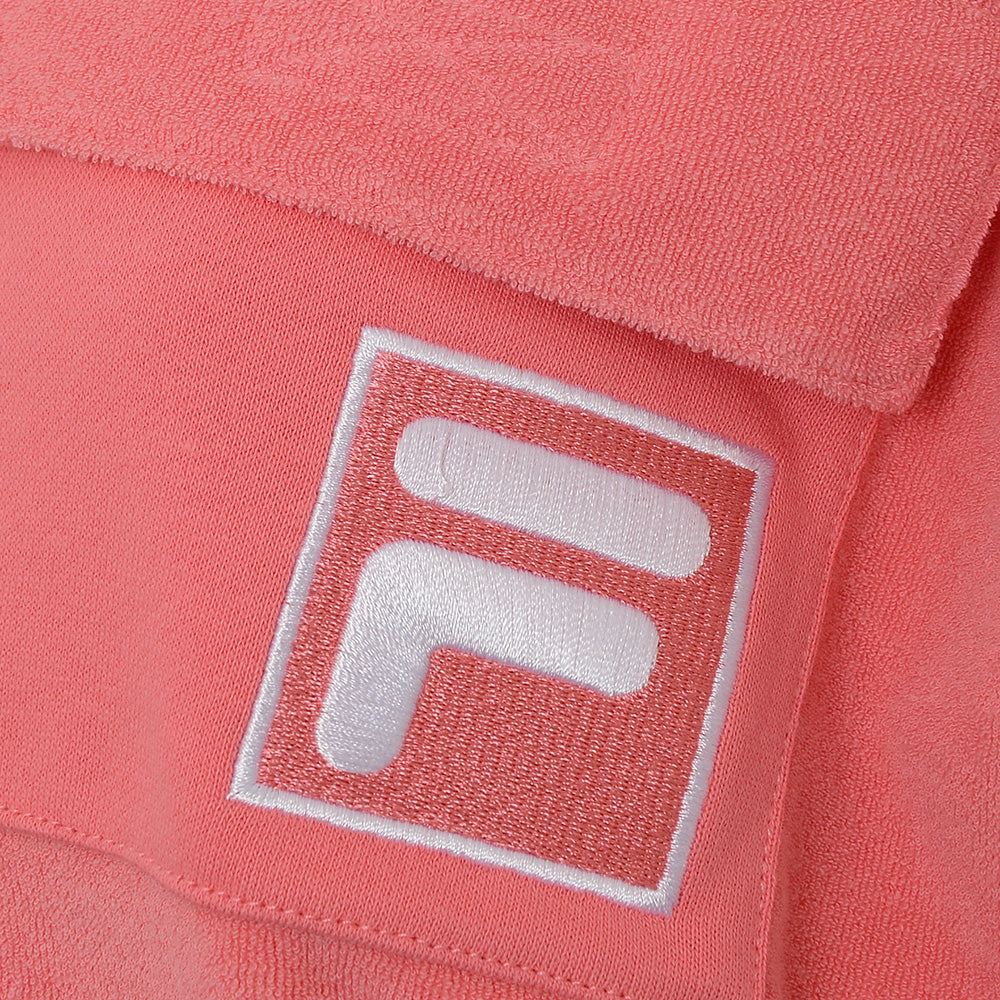 Fila Women's Pink Towelling Half Zip Cropped Sweat