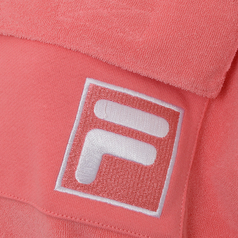 Fila Women's Pink Towelling Half Zip Cropped Sweat