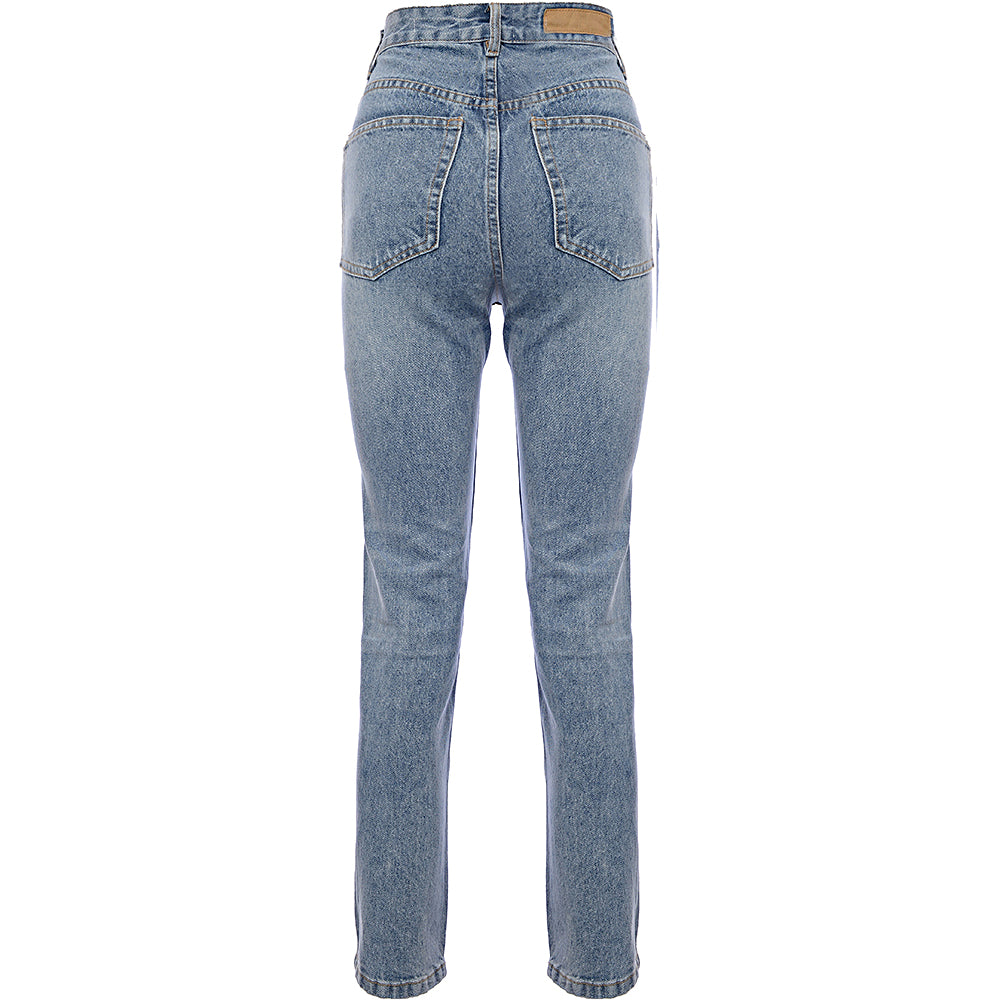 Cotton On Womens Mom Jean with Rips in Cabarita Blue