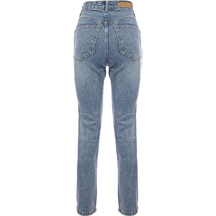 Cotton On Womens Mom Jean with Rips in Cabarita Blue