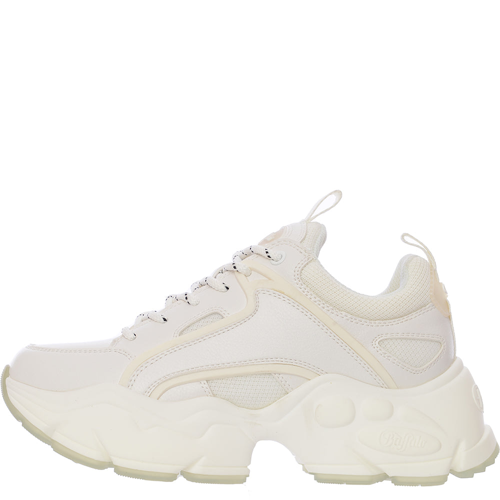 Buffalo Womens White Binary C Vegan Chunky Trainers