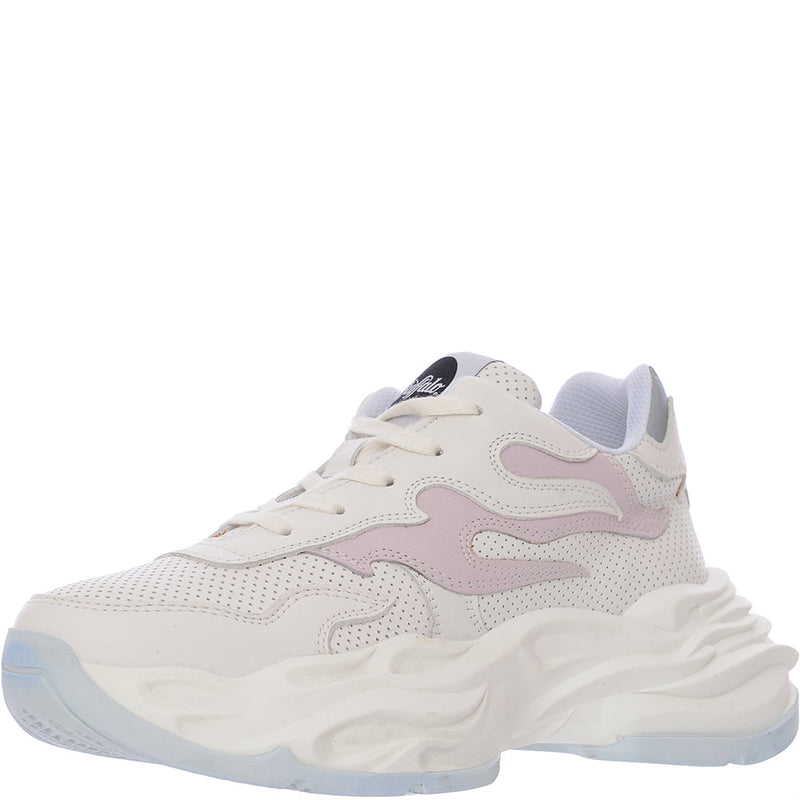 Buffalo Womens White and Lilac Eyza P Chunky Flame Trainers