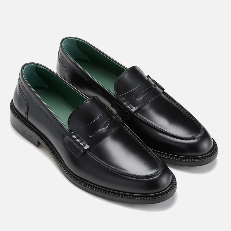 Vinny's Mens Towne Penny Black Loafers