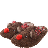 Totes Men's Brown Reindeer Christmas Slippers