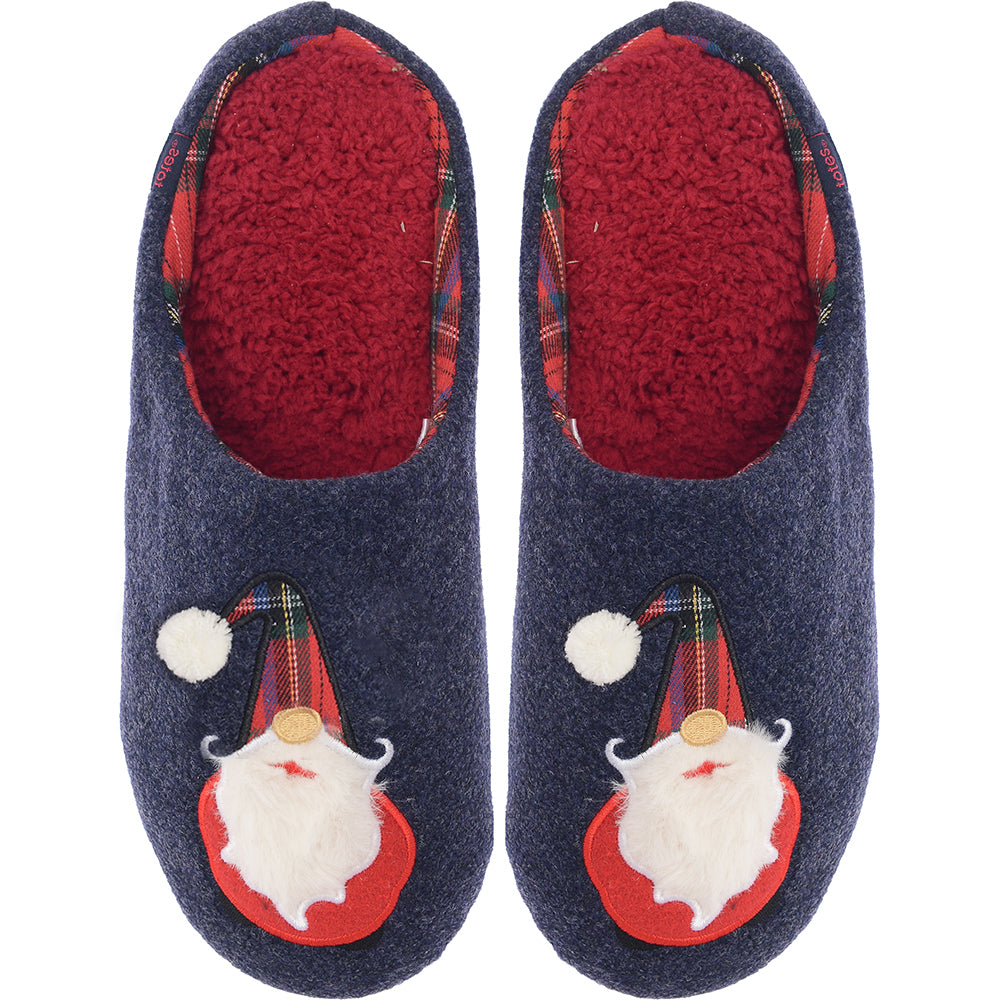 Totes Men's Navy Santa Christmas Slippers