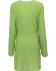 South Beach Women's Green Knot Front Metallic Mini Beach Dress