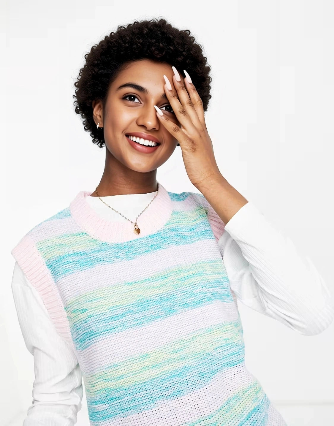 Wednesday's Girl Womens Oversized Sweater Vest in Vintage Stripe Knit