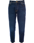 Mens Selected Homme Relaxed Crop Jean In Dark Blue With Cotton