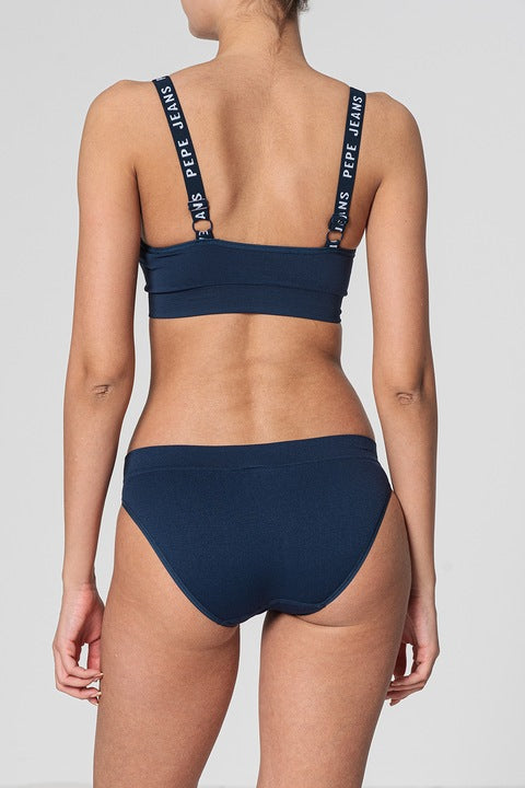 Pepe Jeans Womens Tessie Seamless Bra With Logo In Navy