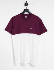Vans Mens Colourblock T-Shirt in White And Burgundy