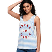 Superdry Womens Coast Logo Front Stripe Vest Top In White