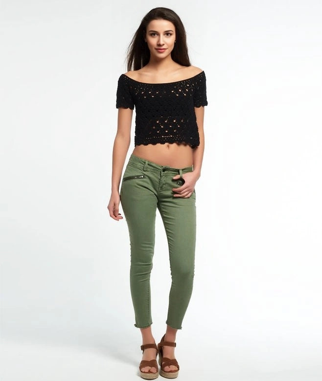 Womens Superdry Prarie Daze Crochet Top in Black