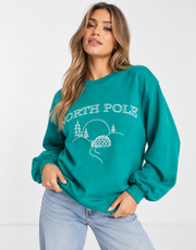 Threadbare Womens Christmas Sweater With Embroidery In Green