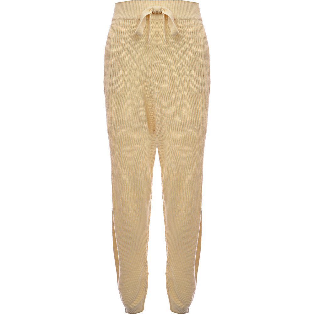 M Lounge Women&#39;s Unbleached Relaxed Knitted Joggers Co-ord in beige