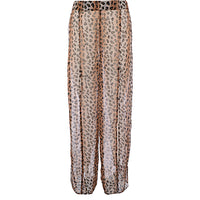 Brave Soul Womens Leopard Print Wide Leg Beach Trousers