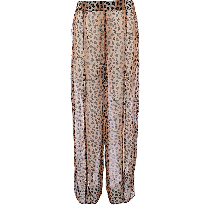 Brave Soul Womens Leopard Print Wide Leg Beach Trousers