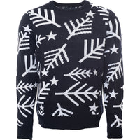 Threadbare Men's Navy Fir Print Crew Neck Christmas Jumper