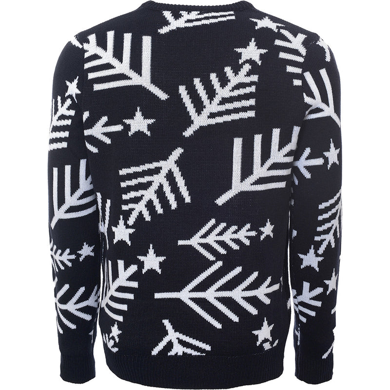 Threadbare Men's Navy Fir Print Crew Neck Christmas Jumper