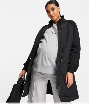 Mama.licious Womens Mamalicious Maternity Recycled Quilted Coat In Black