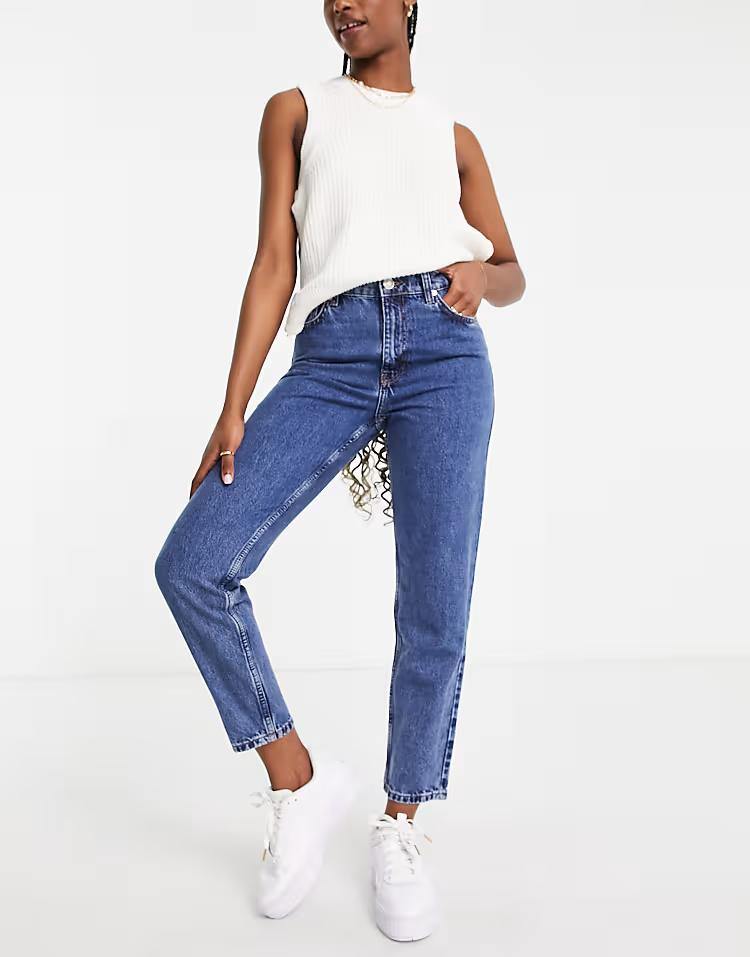 Mango Womens Mom Jeans In Blue