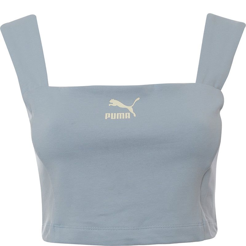 Puma Women's Blue Classics Square Neck Chunky Strap Top