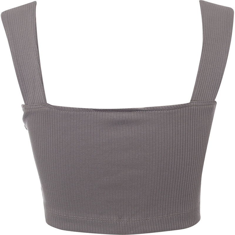 Puma Women's Storm Grey Square Neck Ribbed Bralette