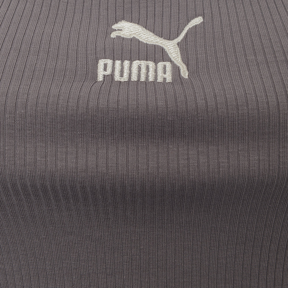 Puma Women's Storm Grey Square Neck Ribbed Bralette