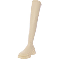 Raid Women's Rooshi Over The Knee Stretch Boots in Cream