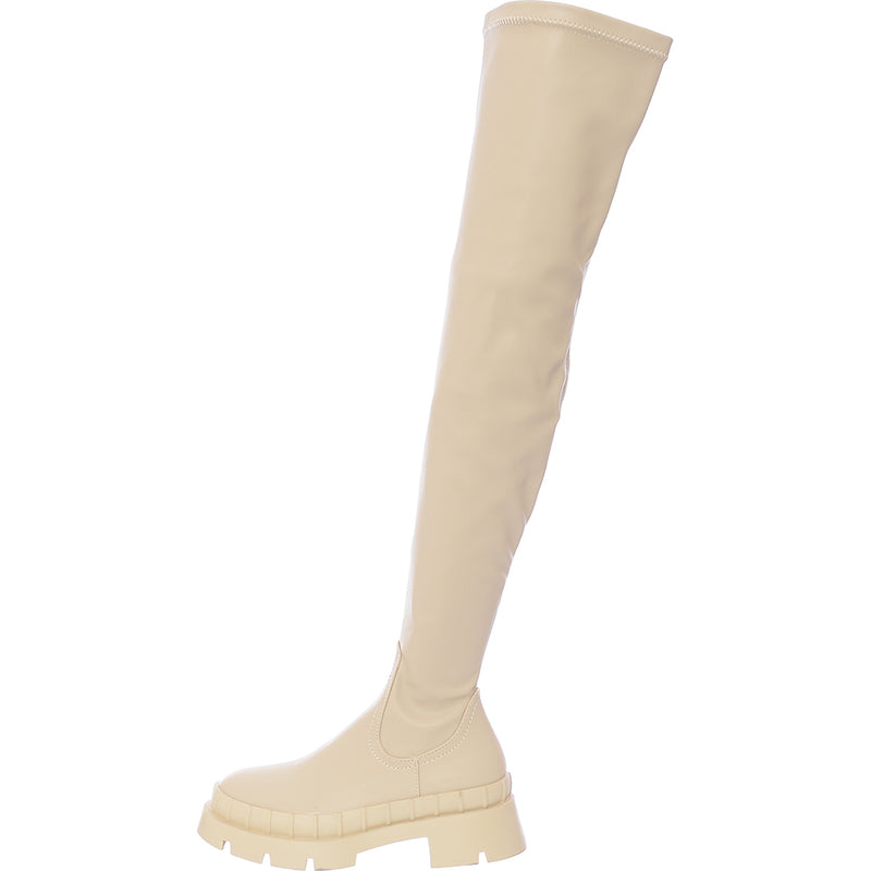 Raid Women's Rooshi Over The Knee Stretch Boots in Cream